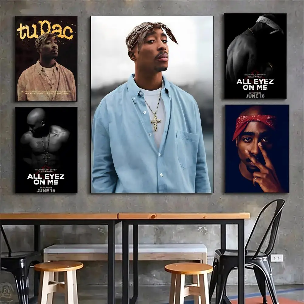 singer Tupac Shakur Poster Poster HD Printing Vintage Luxe Home Decor Wall Art for the Living Rooms Entryways Gift
