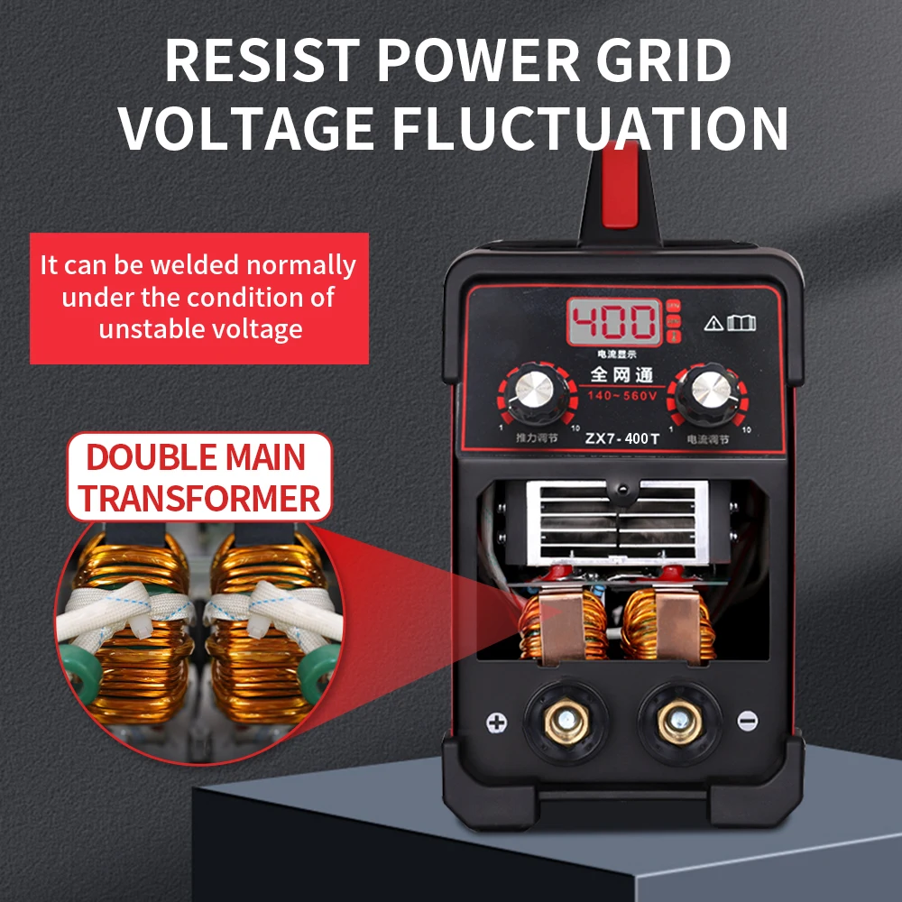 130 ~ 560 فولت 210amp الجهد المزدوج المحمولة Zx7 400 العاكس تيار مستمر دليل آلة لحام القوس الجهد واسعة Mma عصا لحام #5