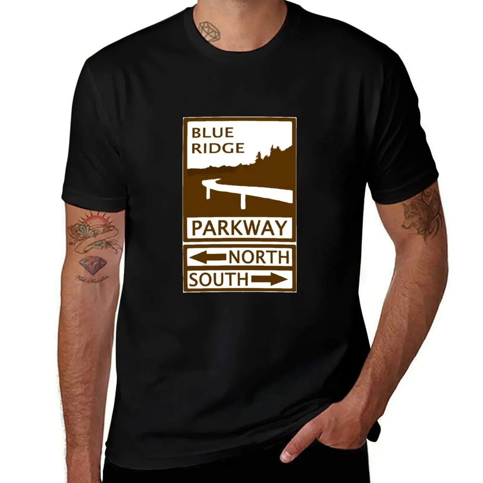 

Blue Ridge Parkway Road Sign T-Shirt cute tops korean fashion T-shirt men