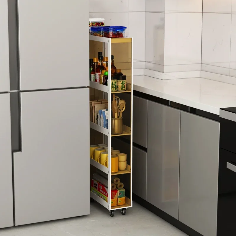 

Kitchen crevice rack 15cm narrow cabinet floor-to-ceiling multi-layer narrow crevice storage cabinet against wall shelf thin loc