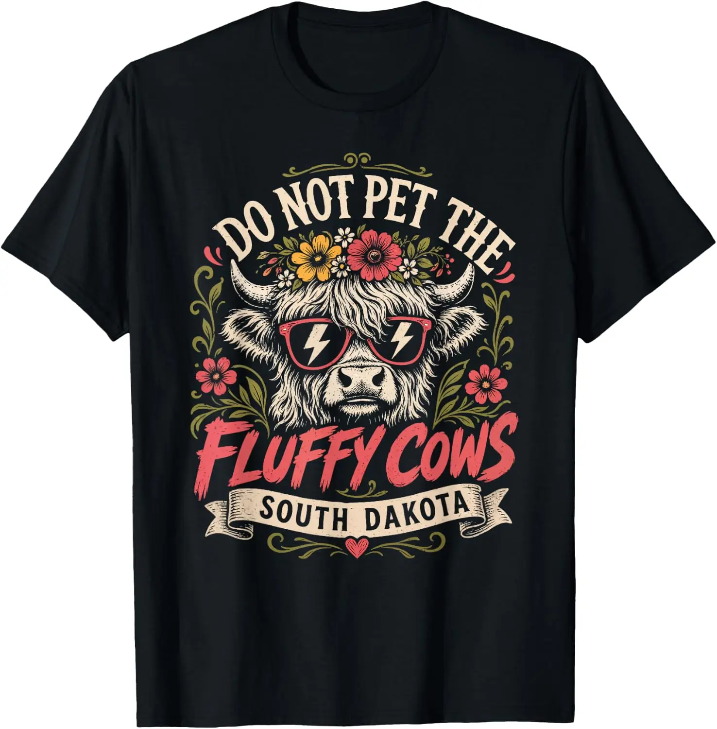 Badlands DO NOT PET THE Fluffy Cows Funny South Dakota T-Shirt 100% Cotton Trendy Y2K Short-Sleeve Tee-Soft, Quick-Drying,