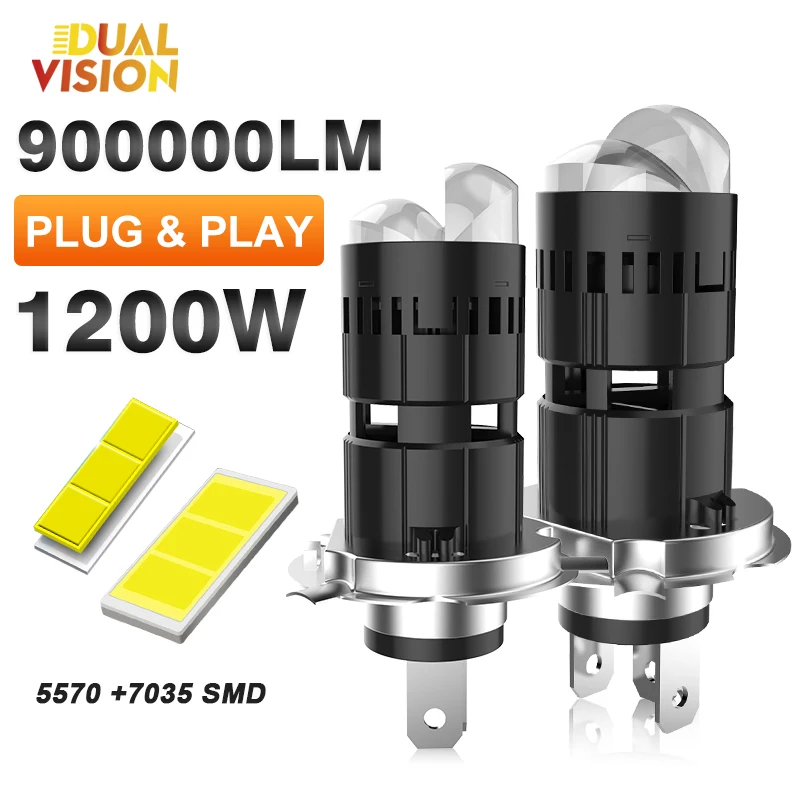

1200W H4 Bi Mini LED Projector Lens CANBUS Car Bulb Auto Headlight Turbo Lamps Plug&Play Dual Motorcycle High Low Beam 12V 24V