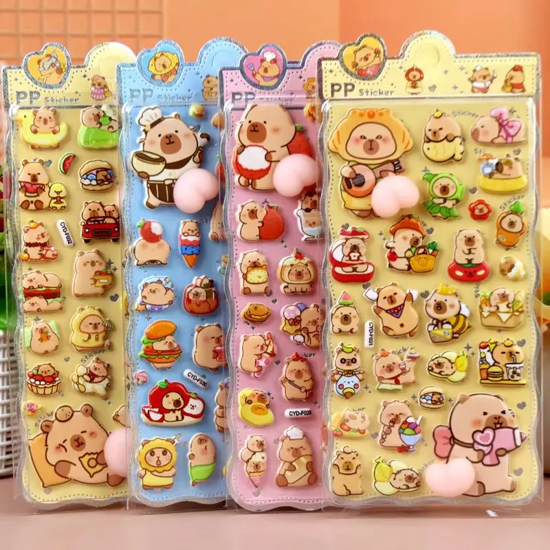 

40 шт., мультяшная наклейка, 3d пухлая мягкая наклейка для снятия стресса, капибара, медведь для чехла для телефона, украшение для ноутбука, журнал, сделай сам, коллаж