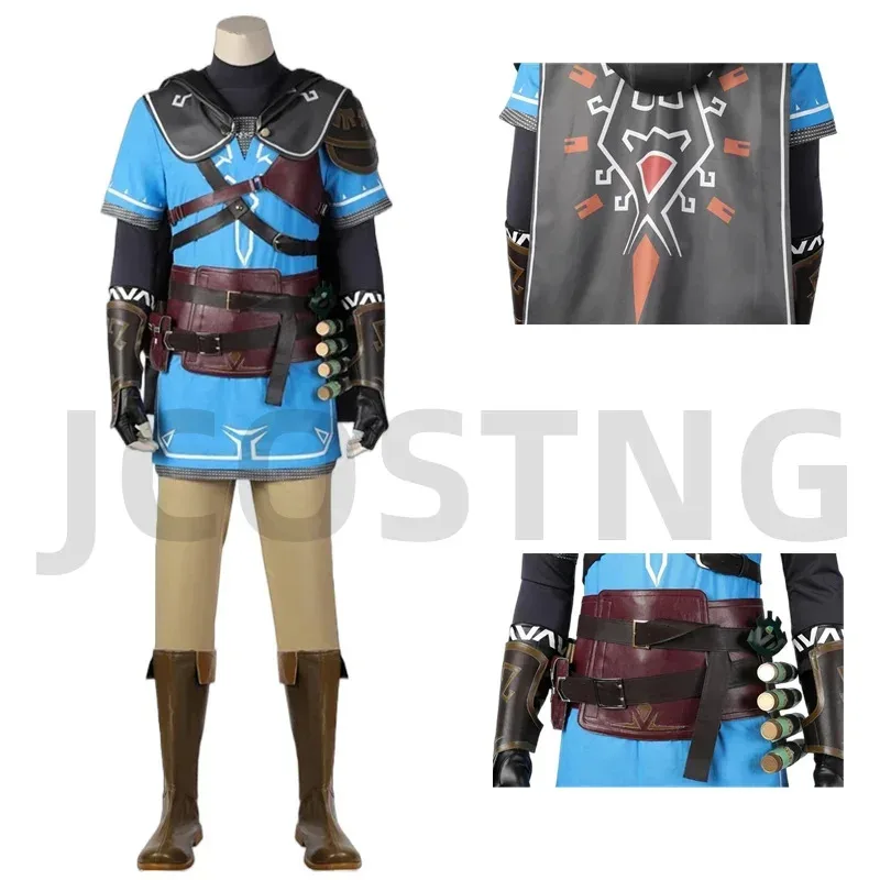 

Hot The Legend of Link Full Set Zelda Coat Top Pants for Unisex Adult Kids Halloween Party Cosplay Costume Performance Un