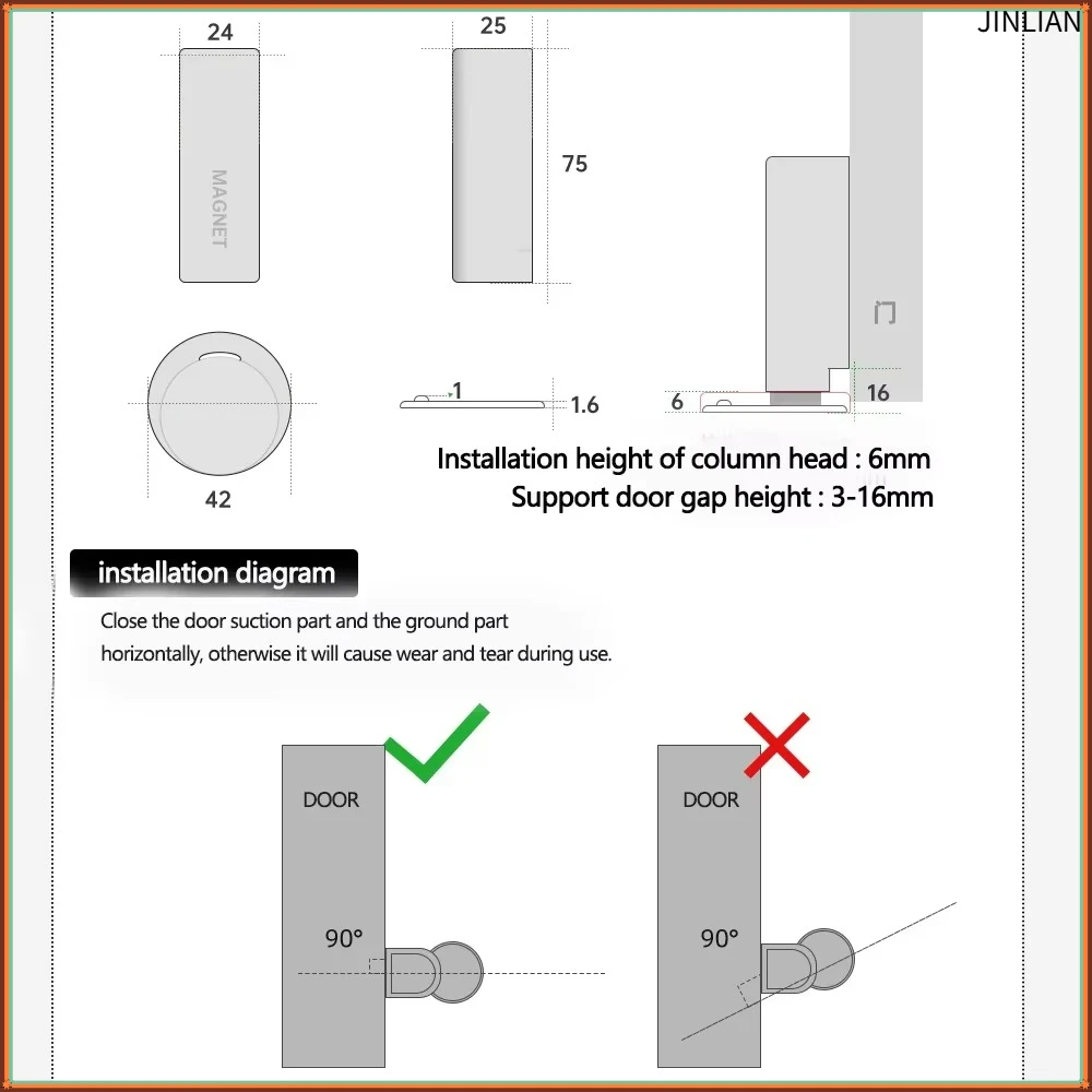 Stainless Steel Magnetic magnetic door stopper Gray Black Nail Free Punch Free Anti-Collision Hardware Floor Mount Door Base