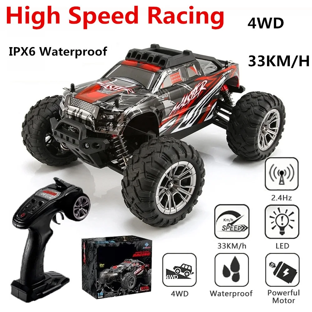 

1:16 High Speed Drift Racing 33KM/H 4WD RC Car 2.4G Off-Road Vehicle IPX6 Waterproof Controlling Distance 100m Truck For Kids