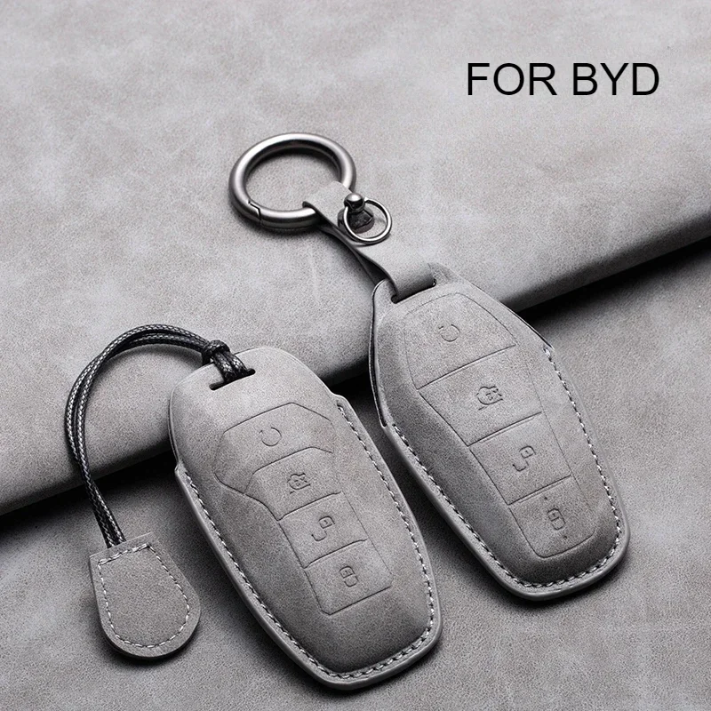 

Leather Car Key Case Cover Remote Fob Holder Keychain for BYD Song Plus Atto 3 Han EV Tang DM Qin Seal Dolphin Key Accessories