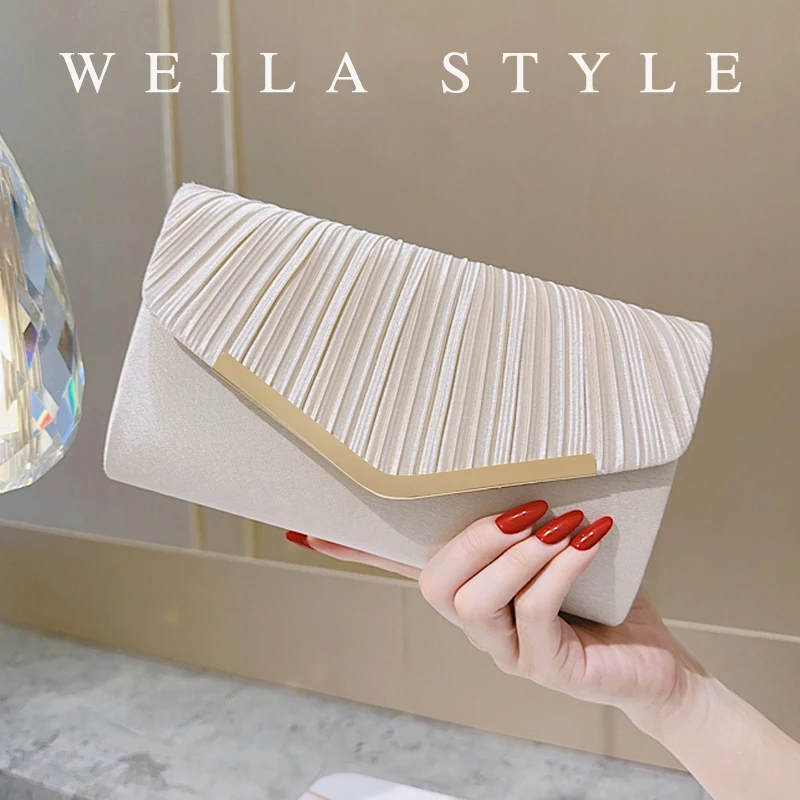 

Elegant Pleated Envelope Purse, Classic Dinner Clutch Bag, Formal Banquet Handbag for Wedding Prom Party