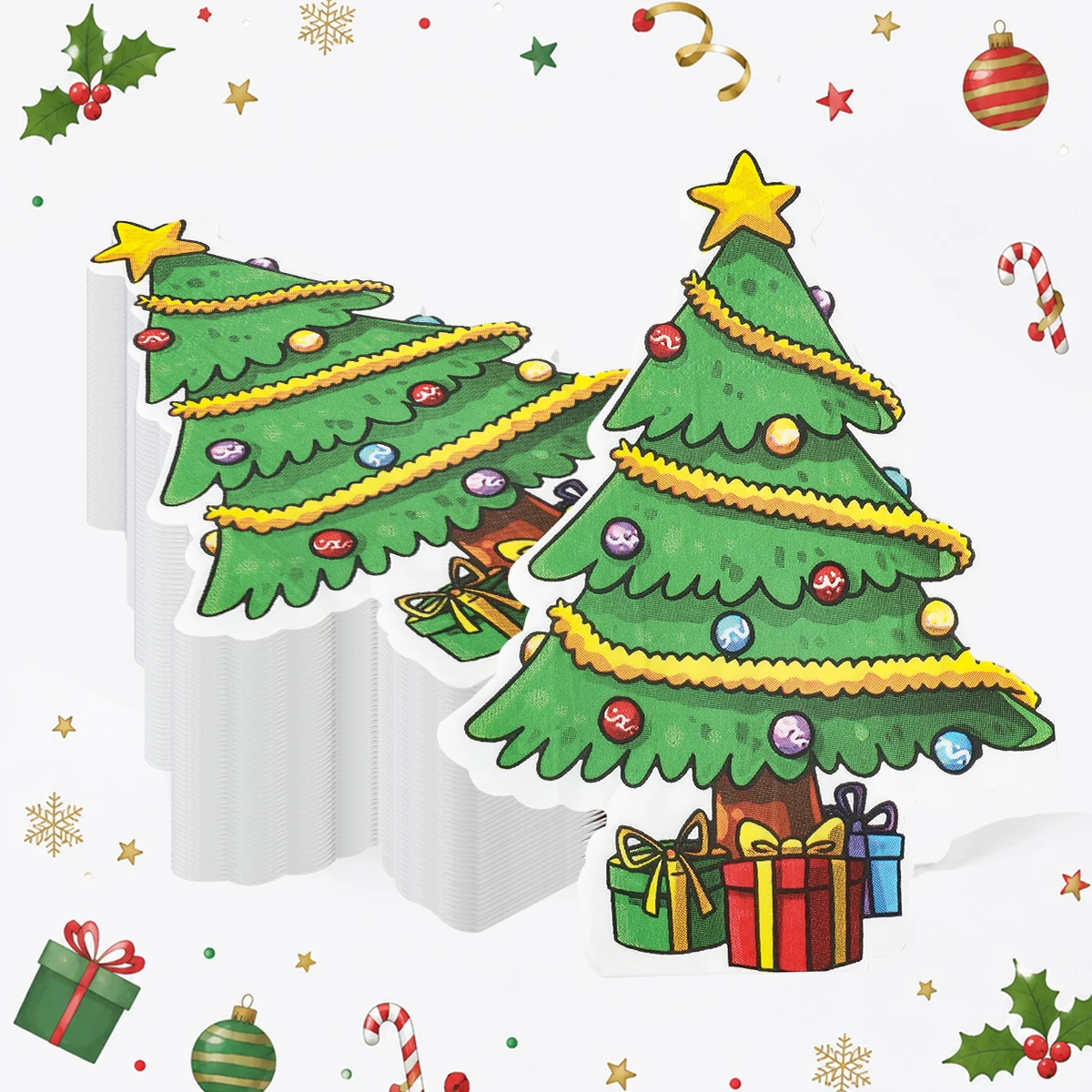 Christmas Disposable Paper Napkins Merry Christmas Decor for Home 2026 Cartoon Xmas Tree Tissues Navidad Natal New Year 2027