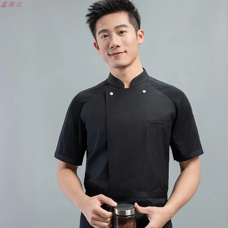 Uniforme de chef de hotel ocidental restaurante steakhouse verão manga curta roupas de trabalho cantina padeiro roupas de chef