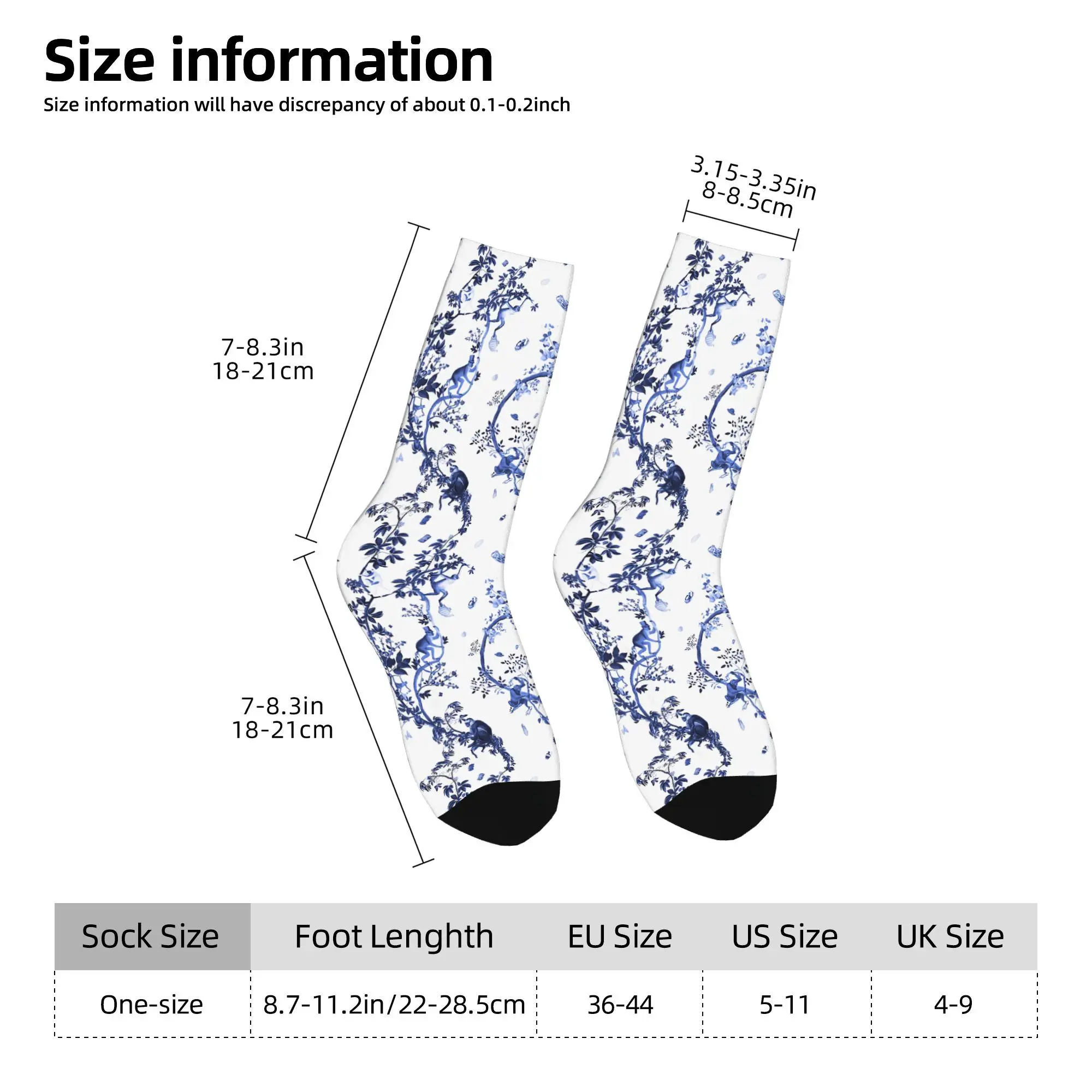 1pc Monkey World Jouy Printed Men's Socks  Novelty Hip Hop Harajuku Pattern Crew Sock Casual Gift