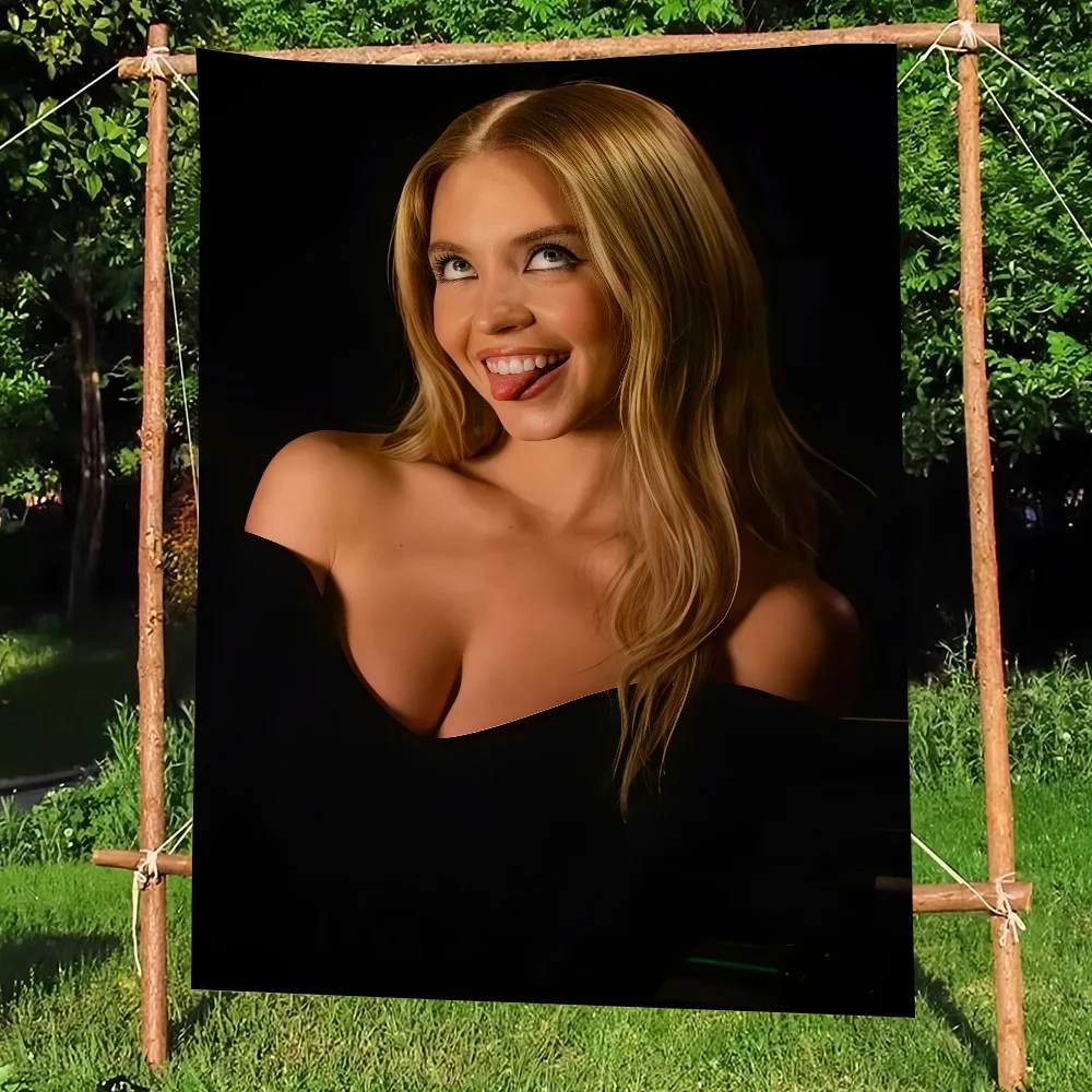 الممثل S-Sydney S-Sweeney العلم لغرفة المعيشة المنزل النوم فن الديكور المنزل حفلة نزهة ديكور راية #6