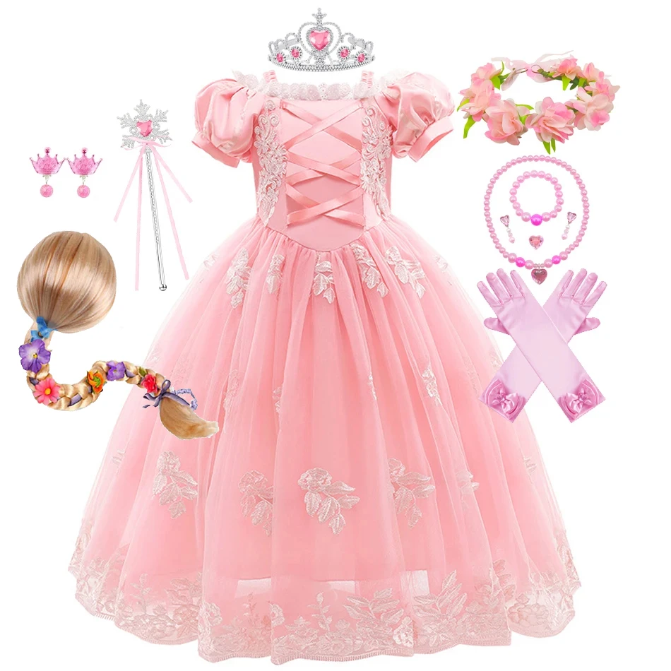 

Girls Rapunzel Dress Kids Summer Tangled Fancy Princess Costume Children Disguise Birthday Carnival Halloween Party Clothing