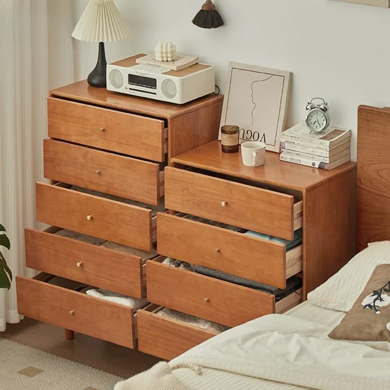 All solid wood bucket cabinet cherry color living room side cabinet household storage cabinet