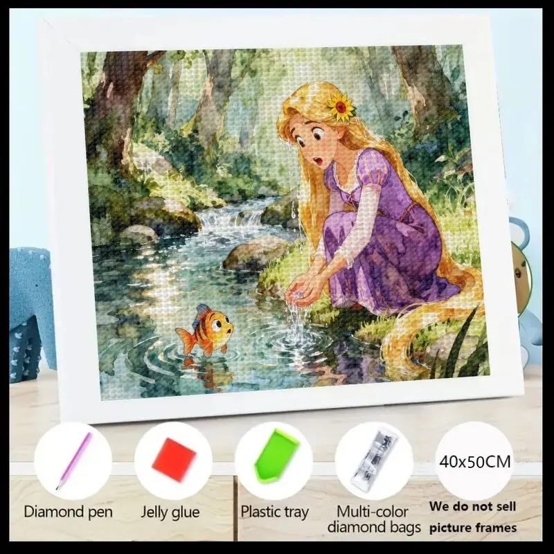 

1 шт., полная дрель, 5D набор для алмазной живописи «сделай сам», сказочная сцена принцессы Диснея Рапунцель, мультяшная девушка с длинными волосами от Stream & Fi