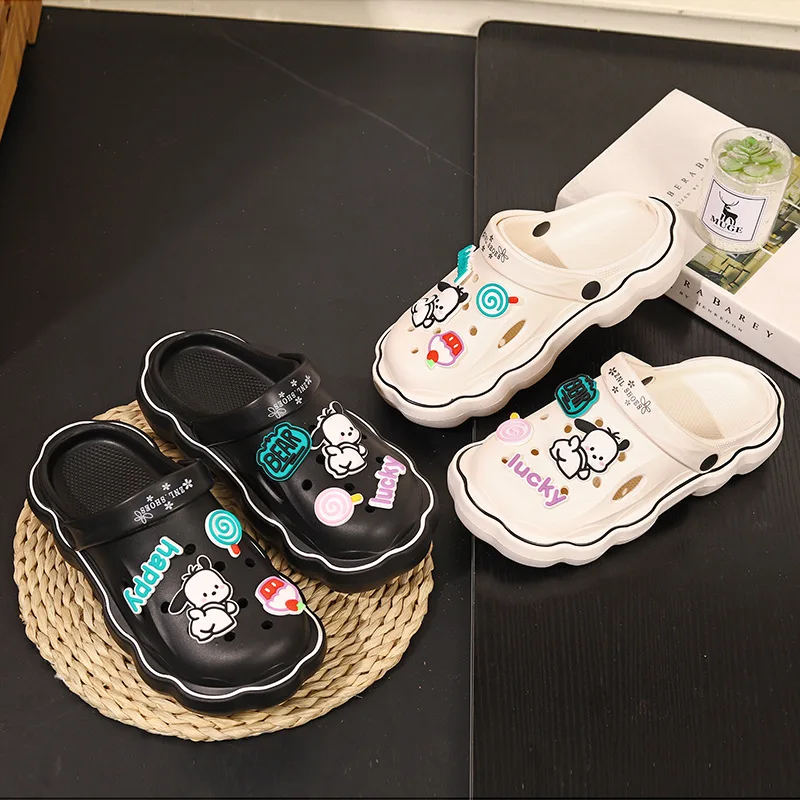 Sanrio Pochacco Slippers Cartoon Kawaii Cute Anime Student Outdoor Home Bathroom Bathing Anti-Slip Sandal Kids Toys Girls Gifts