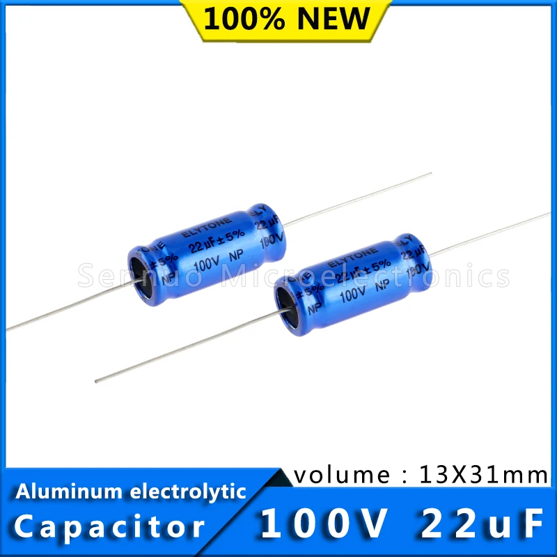 2-6pcs  22uF 100V Axial capacitor NP 100v 22uf DC HIFI DIY Audio non-polar Capacitor error 5%  audio capacitor