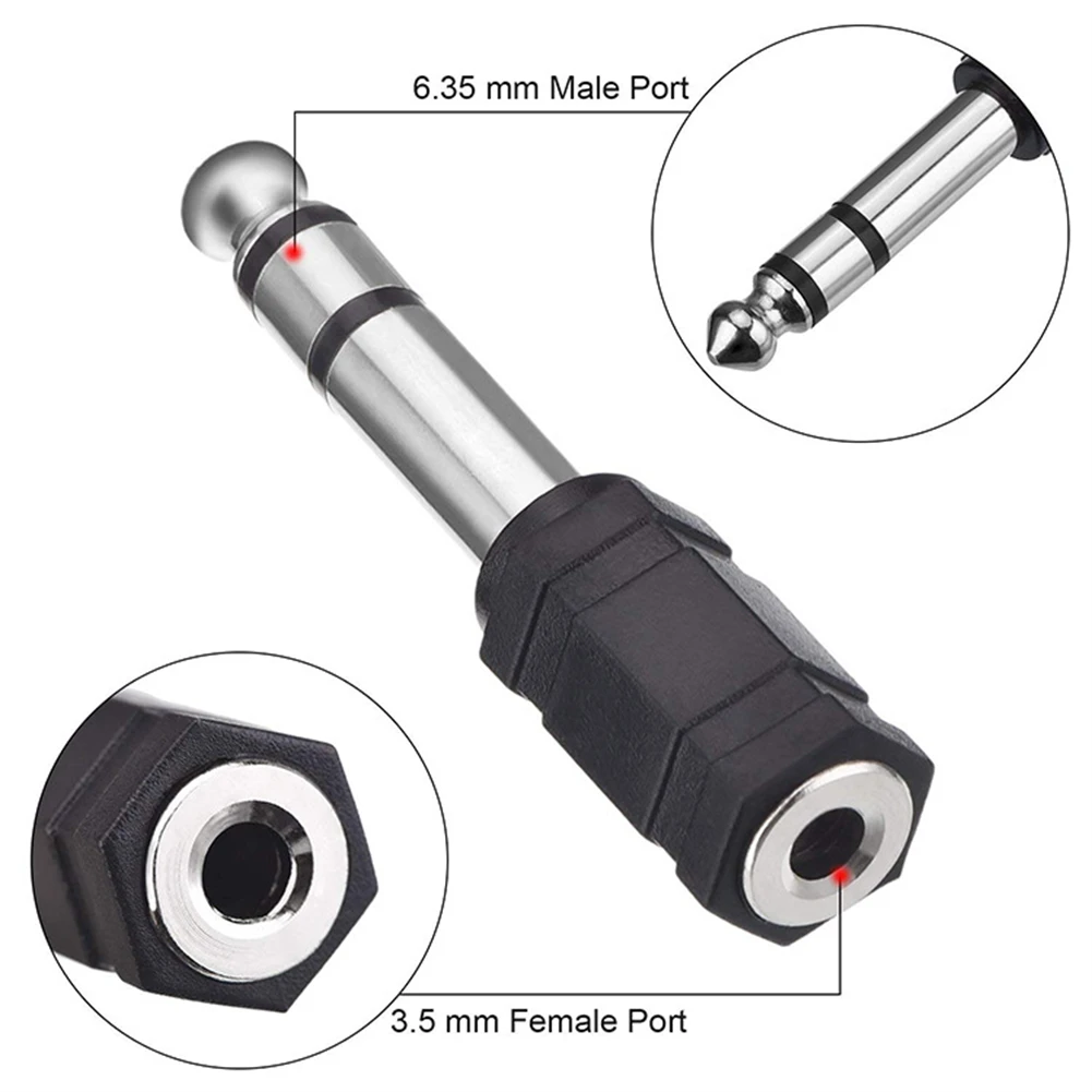 3.5mm Female To 6.35mm Male Stereo Headphone Audio Adaptor Microphone Connector 3.5mm Male  To 6.35mm Female