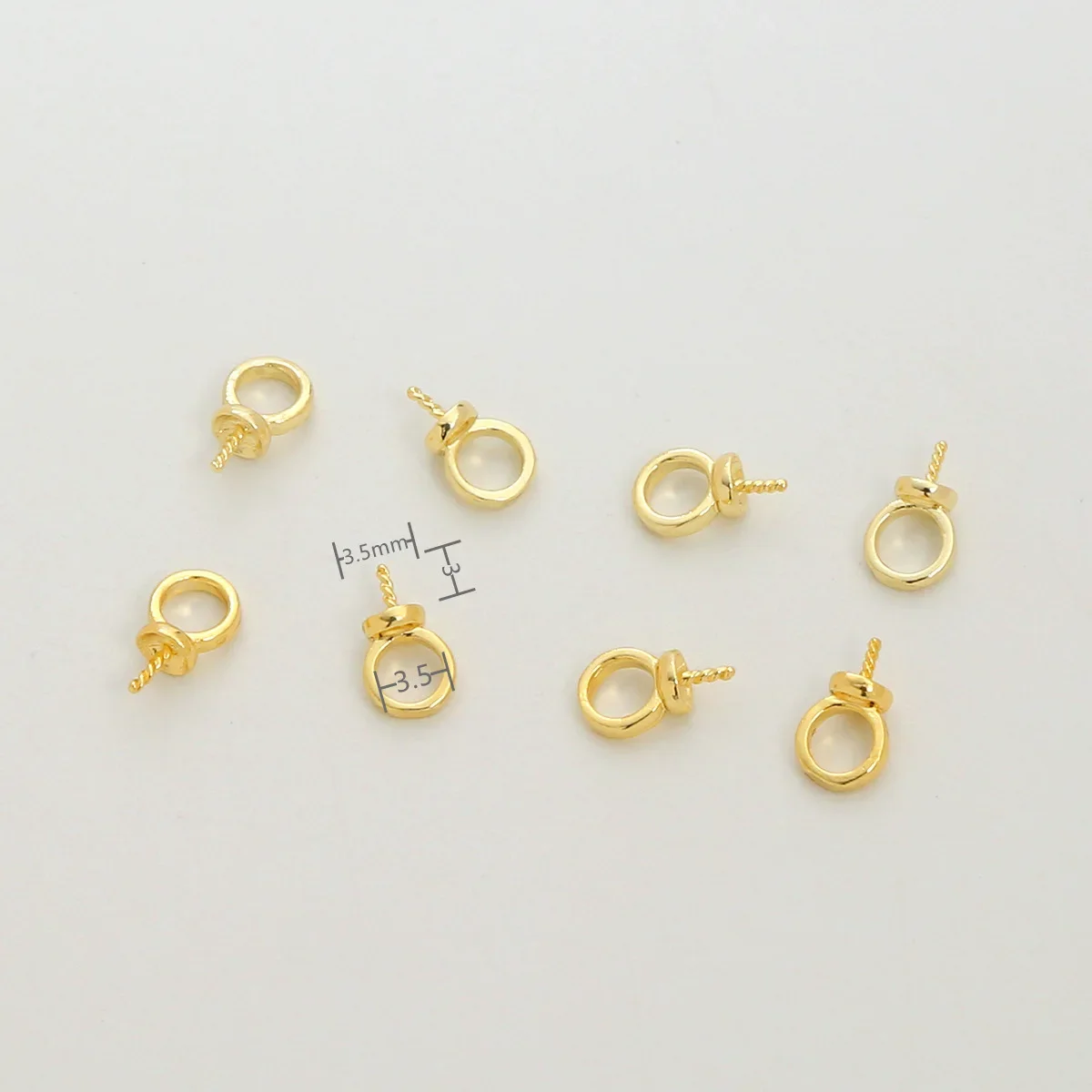 10Pcs Brass Gold Plated Pearl Screw Eye Pin Cap Peg Pendant Bail Clasps Connectors For Diy Earrings Jewelry Making Accessories