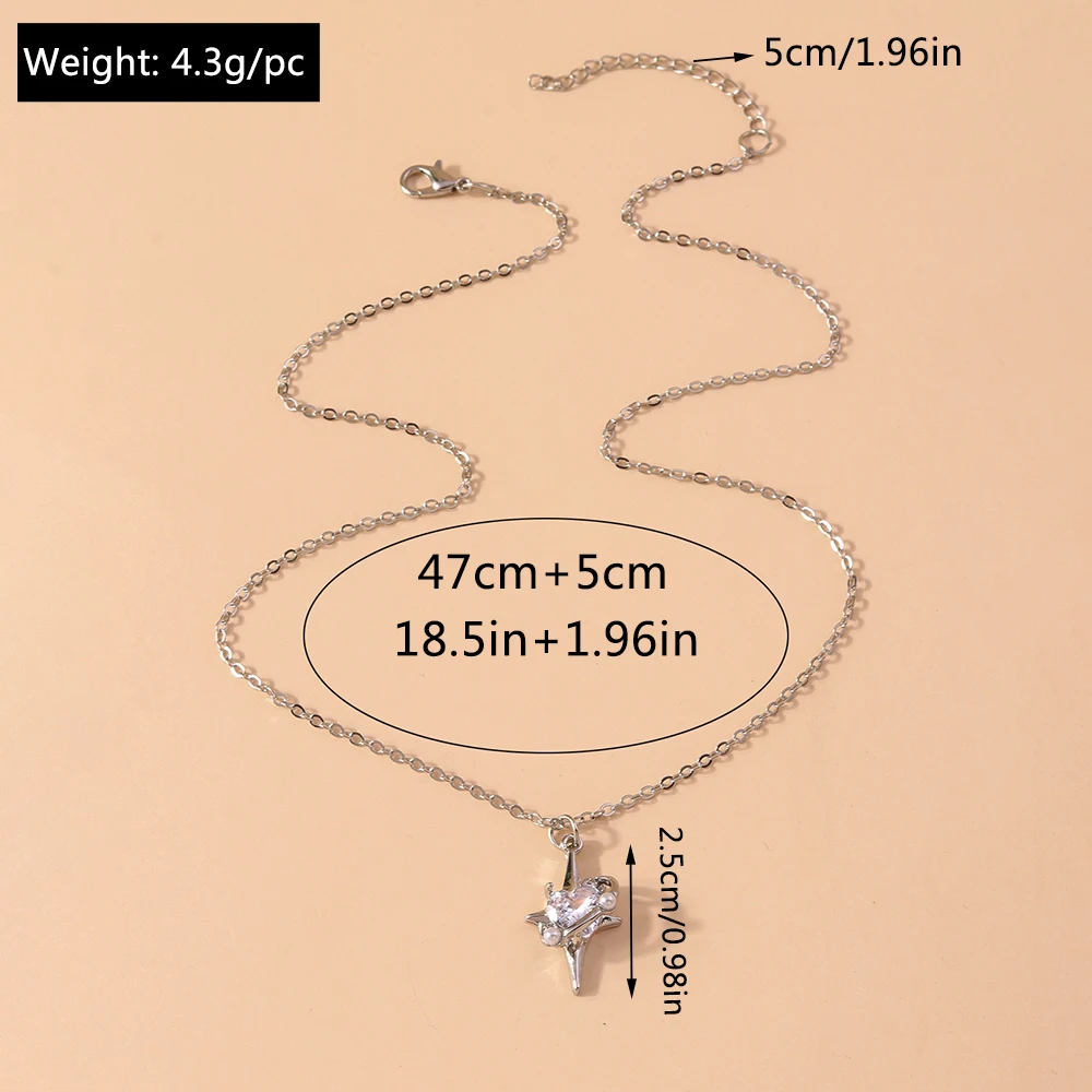 Aihua Exquisite Y2K Silber Farbe Kristall Sonne Mond Sterne Halsketten für Frauen Koreanische Temperament Schlüsselbein Kette Schmuck Geschenke – Detail 11