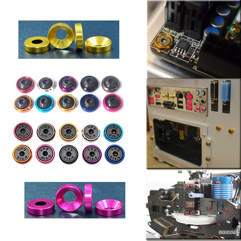 Color Anodized 6061 Aluminum M3 Washers Conical Countersunk Spacers OP Gaskets Fit DIN7991 Countersunk Hex Screws for Multi RC