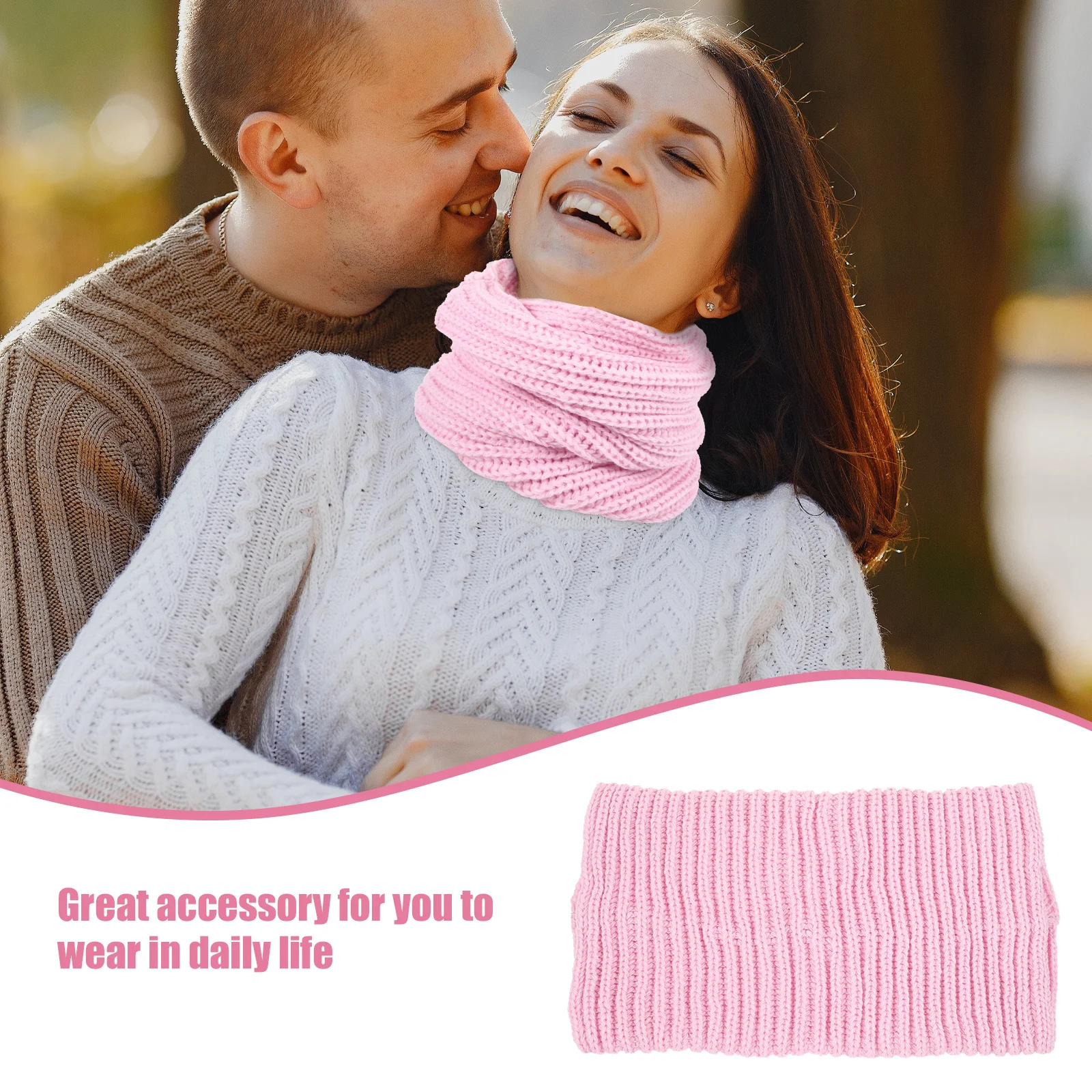 

Pink Women Winter Warm Circle Knit Wool Blend Thick Scarf Loop Neckwear Stylish Neck Scarf for Cold Weather Gifts