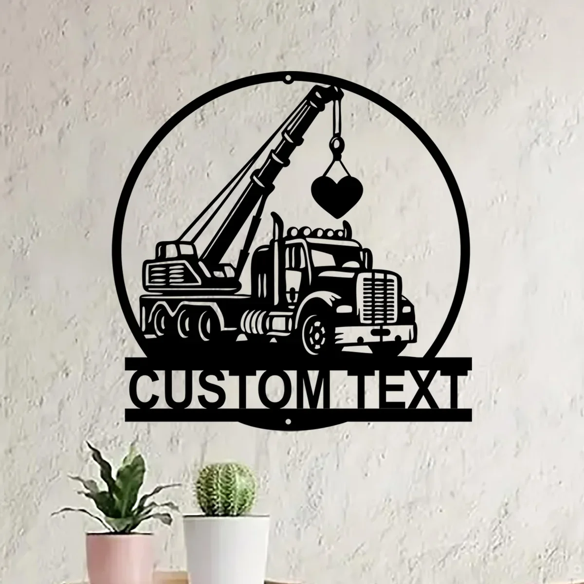 Custom Crane Truck Driver Metal Wall Art Led Light, Personalized Trucker Name Sign Home Decor, Construction Vehicles Loads