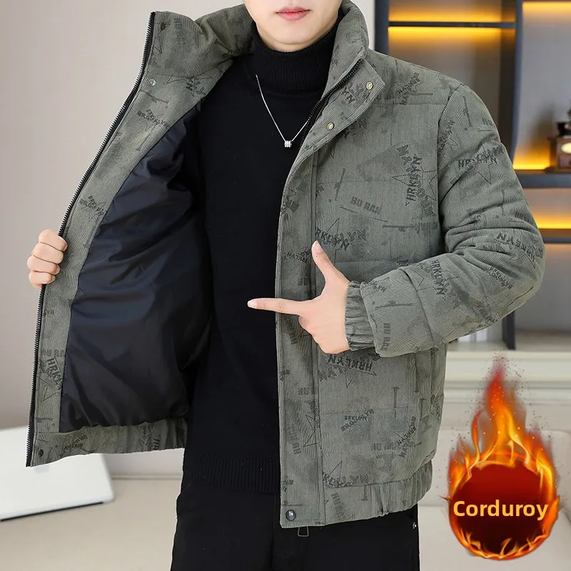 Men's Thiened Corduroy Jaet Autumn Winter Cotton Clothes Faionable Trendy Ins High End Cotton Coat Youthful Sle