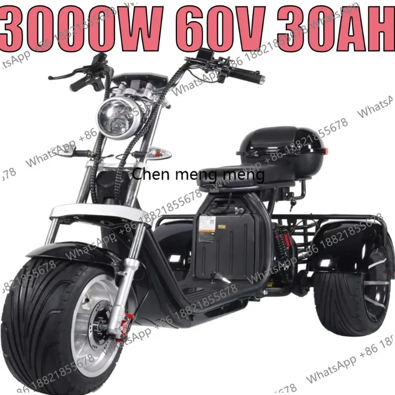 Electric Motorcycle Adult Electric Tricycle 3Wheel Electric 3000W60V30AH Max Load 250KG Max Speed 55KM/H 12Inch Fat Tire