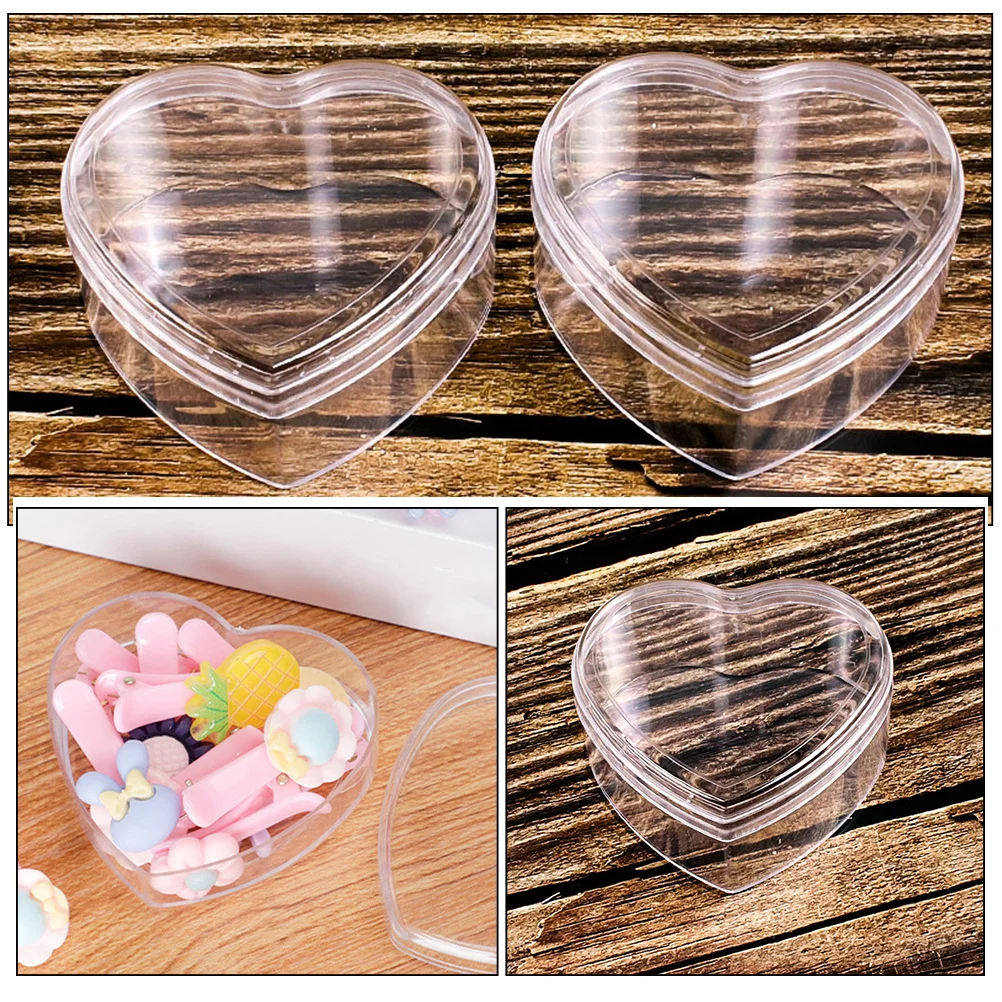 

6Pcs Heart Shape Clear Transparent Candy Boxes Small Storage Boxes Wedding Party Favor Treat Gift Containers Candy Box