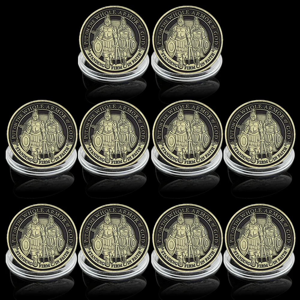 

Spiritual Armor of God Commemorative Coin Biblical Scripture Token for Prayer Church Gift,Faith-Based Decoration
