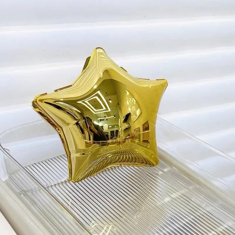 Luxury Designer Metal Silver Star Shaped Bag New Women's Evening Party Chain Crossbody Bag Fashion Celebrity Purse Shoulder Bag