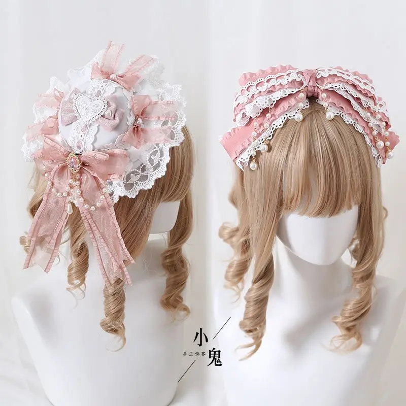 

SOIOMES Original Lolita Headband with Pink Bow and Lace Forest Headpiece Lolita KC Headband