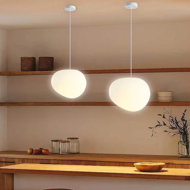 Nordic Minimalist Milky White Spherical Pebble pendant lamp restaurant staircase clothing store mall wedding light