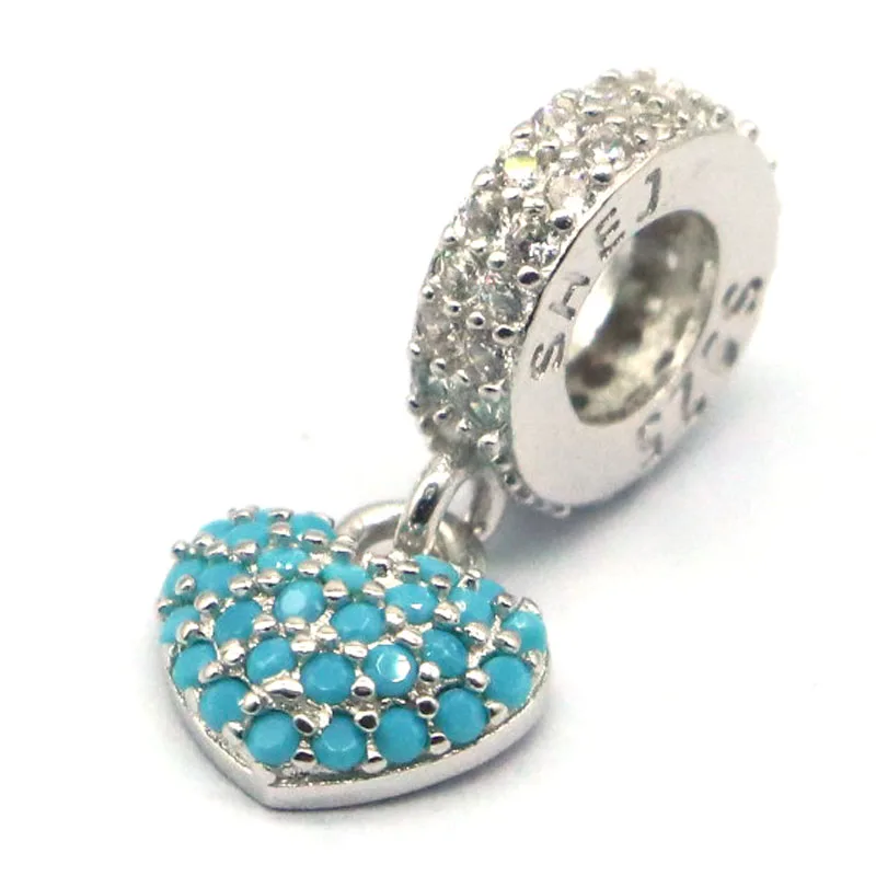 

Buy 5 Get 1 Free 925 Solid Sterling Silver Pendant 17x8mm Highly Recommend Heart Shape Blue Turquoise Black Sapphire