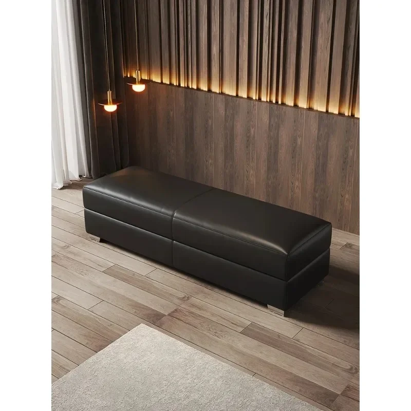 Italian type Bedroom Leather Household Bench simple Soft seat cushion Solid Wood Strip Dining Stool home side sofa stool
