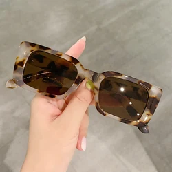 Vintage Square okulary przeciwsłoneczne kobieta marka projektant Retro Leopard okulary kobieta moda Gradient prostokąt odcienie óculos