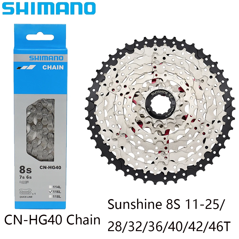 

SHIMANO 8-скоростная цепь CN-HG40 Sunshine 8S 11-25/28/32/36/40/42/46T кассетная звездочка для оригинальных деталей MTB велосипеда