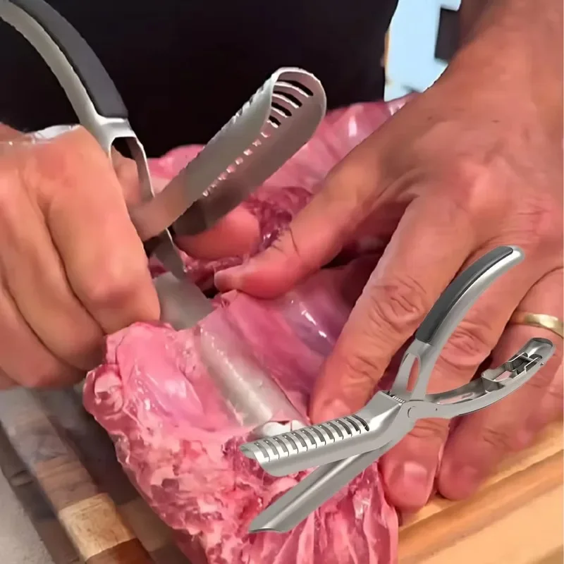 Herramienta removedora de membrana costilla de acero inoxidable, Kit de preparación para desnatador de costillas, accesorio para barbacoa de grado de carnicero, fácil extracción de membrana, 1/2/3 Uds.