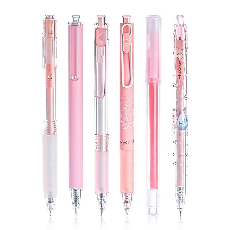 6 pz/set penna Gel rosa Kawaii 0.5mm creativa carina penna a inchiostro nero neutro regalo per bambini scuola forniture per la scrittura dell'ufficio cancelleria