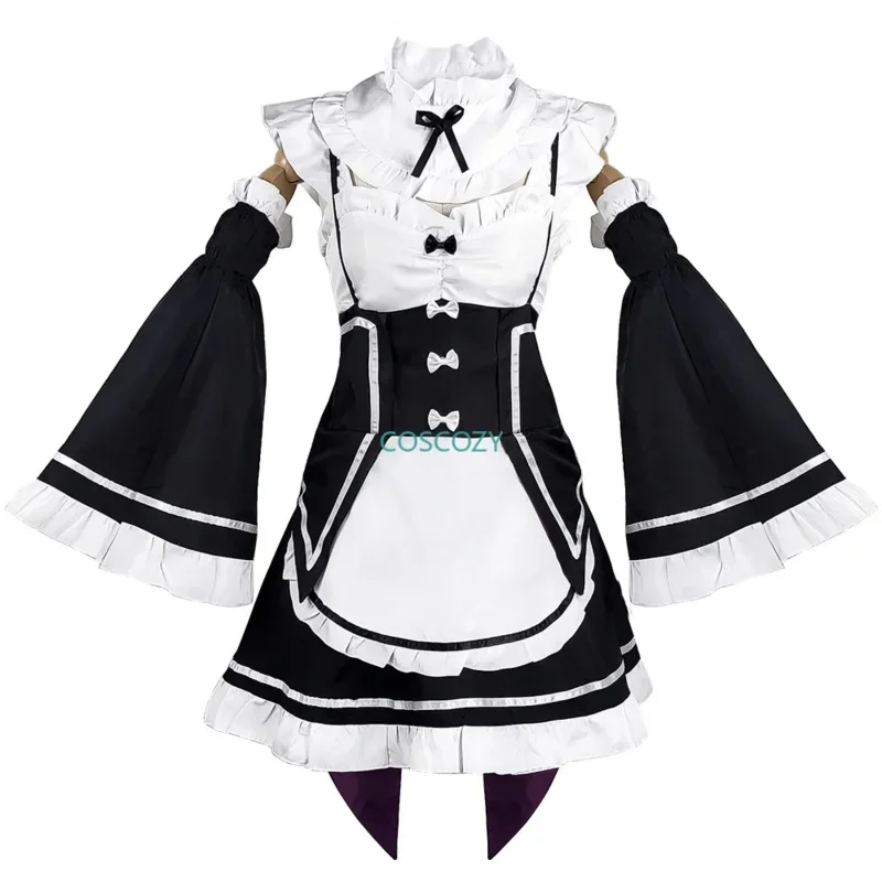 2025 New Ram/Rem Cosplay Re:zero Kara Hajimeru Isekai Seikatsu Long Wig Costumes Headdress Party Suit Anime Maid Dress AA