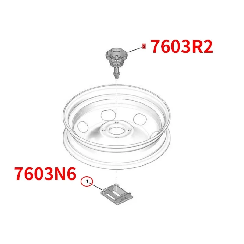 Para Peugeot 301 4008 2008 308 3008 207 Citroen C3-XR DS3 DS4 7603R2 7603N soporte de neumático de repuesto, placa de fijación de tuerca de neumático de repuesto