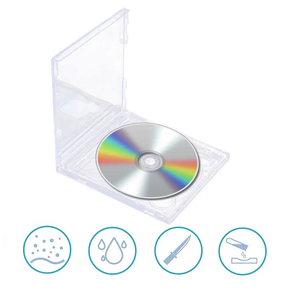 5Pcs Standard Clear Cd Jewel Case Plastic Dvd Storage Holder with Interlocking Tray Holds 2 Discs Scratch Proof Transparent