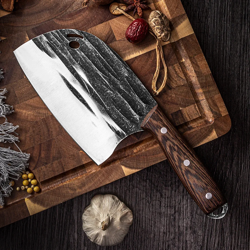 Butcher Kitchen Knife High Carbon Steel Serbian Chef Knife Forged Vegetable Cooking Cleaver Cutting Slicer Meat Knife Covers