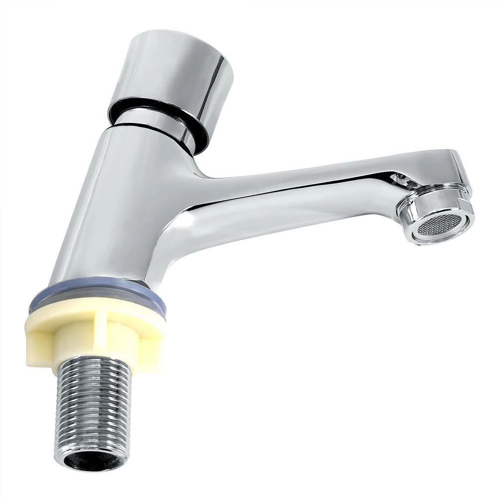 Kitchen Faucet Public Bathroom Delay Press Type Single Cold Water Faucet Plated + Brass Water-Saving Faucet  Kitchen
