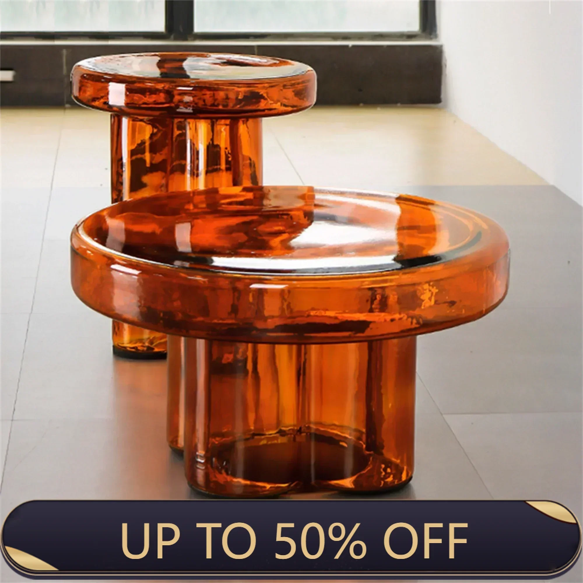 Nordic Light Luxury Handmade Glass Coffee Table with Creative Petal Shape Living Room Combination Coffee Table Modern  Furniture