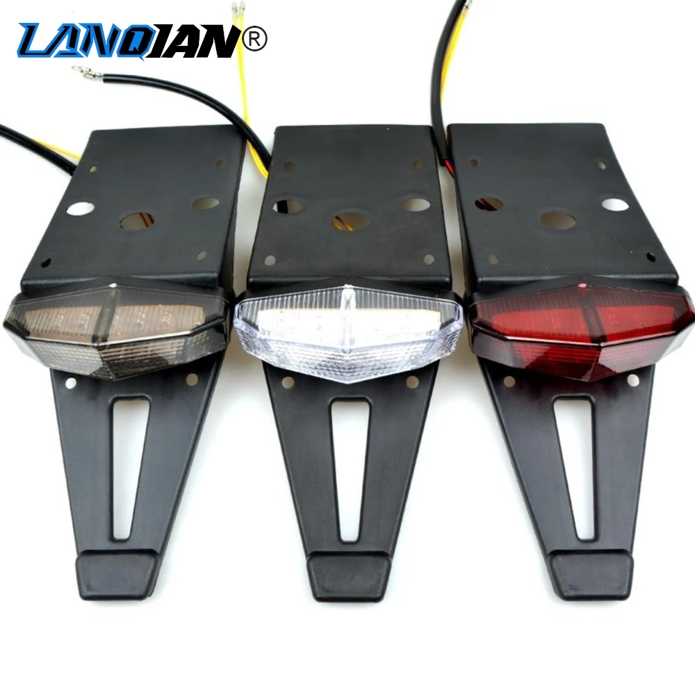 

12V LED Taillight Brake Stop Indicator Signal Lamp With Rear Fender License Plate Bracket Holder for Enduro Off-Road Dirt Bike