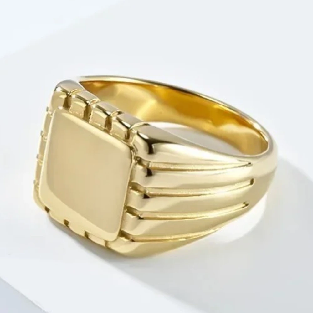 Smooth Square Seal Geometric Rings Stainless Steel Men Finger,Simple Fashion Jewelry