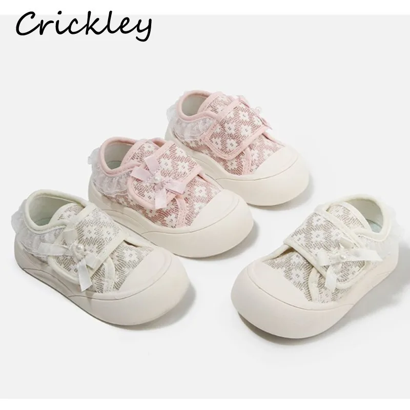 

Ruffles Bow Girls Princess Shoes Spring Autumn Comfortable Casual Shoes For Kids Princess Hook Loop Toddler Children Sneakers