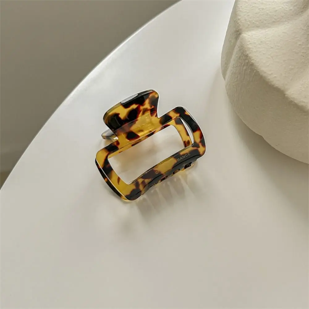 Hair Grab Clip Mini Hair Claw Fashion Acetic Acid Hollow Out Square Barrettes Leopard Pattern Y2K Acetate Hair Clips Girls